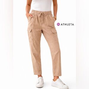 Athleta Farallon Cargo Crop Pants Size 6 Tan Beige Utility Jogger 27” Inseam